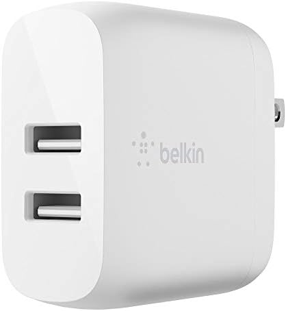 Belkin Dual USB încărcător 24W USB-A Charger, White & împletită cablu fulger