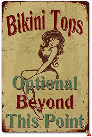 Pilmunus Bikini Tops Opțional dincolo de acest punct Vintage Poster Sign Sign Baie Bătă Grădină Retro magazin 8x12 inch Retro