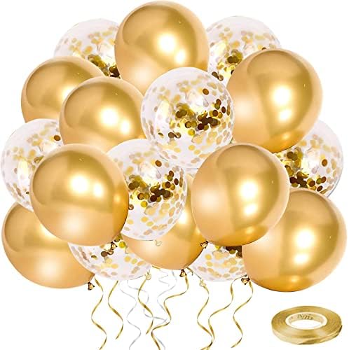 Balloane de latex de aur, confetti de aur de 50 pc și baloane de petrecere metalică din aur pentru ziua de naștere a zilei de naștere a petrecerilor de absolvire ……