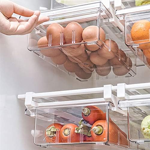 Sertare pentru frigider LALASTAR, Organizatoare de frigider cu 2 pachete și depozitare clare, Mini coșuri de organizare a frigiderului cu mâner, potrivite pentru raftul frigiderului sub 0,6