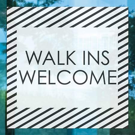 Cgsignlab | „Walk Ins Welcome -Stripes White” Se agăță de fereastră | 12 x12