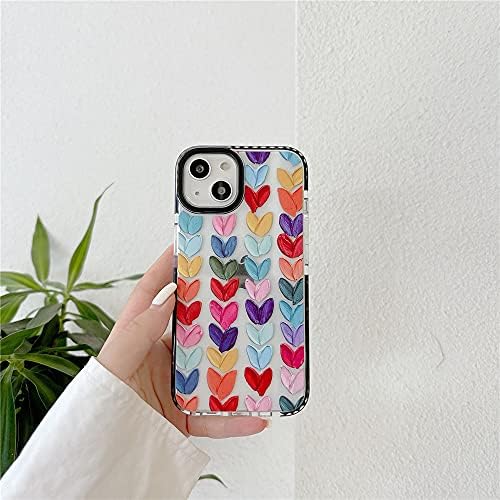 Fashion Love Hearts Clear Phone Carcasă pentru iPhone 13 6.1 Culoare drăguță cu copertă de protecție încorporată SHOCKPROF