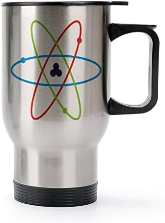 Fizică științifică atom de cană de călătorie 14 oz vid în vid izolat oțel inoxidabil Cupa latte înaltă cu capac și mâner
