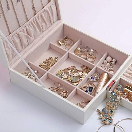 Xjjzs bijuterii cutii de bijuterii pentru femei Doubel strat strat de bijuterii de călătorie Organizator pentru colier inele de cercei cu bijuterii scânteie