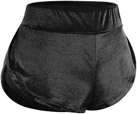 Pantaloni scurți de catifea pentru femei Mid Mid Rise Yoga Running pantaloni scurti Pantaloni scurți rave portari Pantaloni