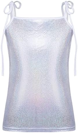 Agoky pentru copii fete strălucitoare metalice de dans topuri curele reglabile tricouri camisole pentru jazz hip hop dancewear