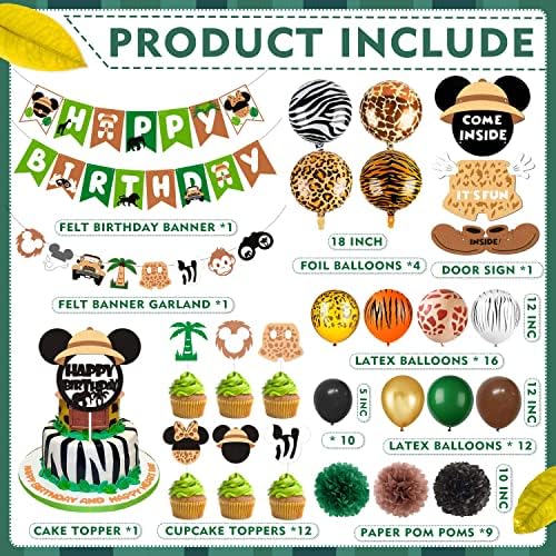 Cartoon Mouse Jungle Safari Birthday Party Decor pachet pentru Băieți Fete Wild one Baby Shower Party Consumabile includ Banner