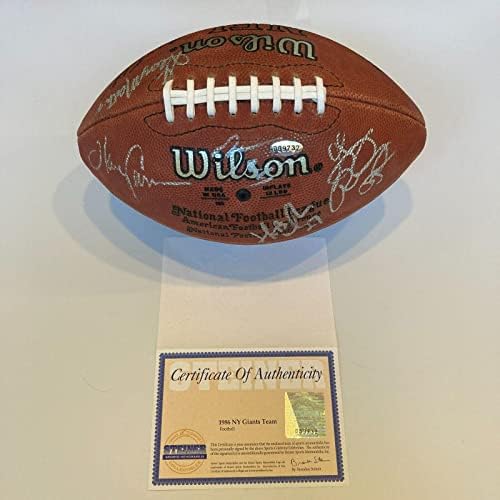 1986 New York Giants Super Bowl Champs Team a semnat Wilson NFL Fotbal Steiner - fotbal autografat