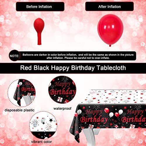 Decoratiuni de 18 ani pentru fete si baieti Rosu Negru, Decoratiuni fericite de 18 ani cu Banner fericit de 18 ani 18 numere