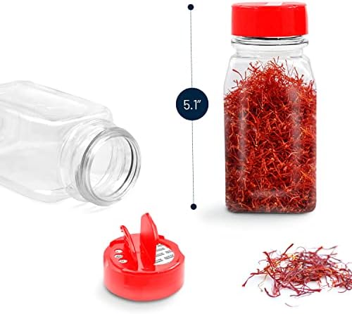 RoyalHouse 6 Pack borcane de condimente din Plastic de 9,5 Oz cu capac roșu, recipiente pentru sticle de Plastic transparente