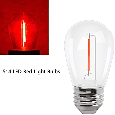 Red S14 LED Becuri 1W în aer liber șir lumini becuri plastic incasabil înlocuire becuri impermeabil E26 baza Vintage LED Filament
