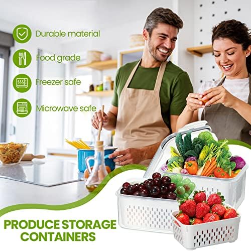 8 Pack frigider organizatori fructe Containere de depozitare pentru frigider Produce Saver containere pubele cu capac & detașabil