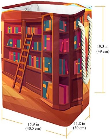 Coșuri de rufe impermeabile Deyya bibliotecă pliabilă înaltă robustă Iinterior Print Hamper pentru copii adulți băieți adolescenți