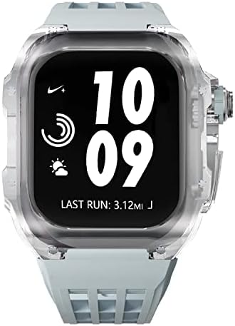 Neyens Transparent Watch Case+Band ， pentru Apple Watch 8 7 45mm Kit de modificare a cauciucului pentru seria Iwatch 6 SE 5