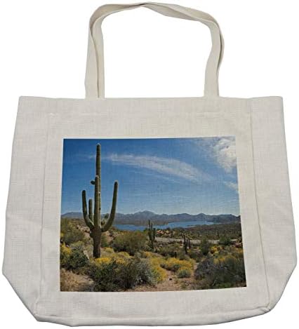 Geanta de cumpărături Amensonne Saguaro, Big Cactus pe vale peste Lacul Bartlett în deșert imagine de rădăcină superficială,