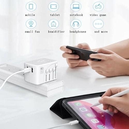 Charger Boxwave Compatibil cu Kobo Elipsa - Charger internațional PD Wall, 3 adaptor de încărcare internațional USB și convertor pentru Kobo Elipsa - White White