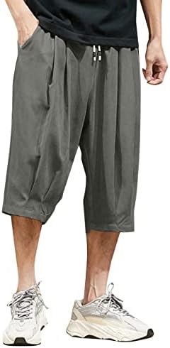 Pantaloni Capri pentru bărbați Ubst Stil japonez Pantaloni casual liber Vara cu buzunare elastic Drawstring Relaxat Fit 3/4