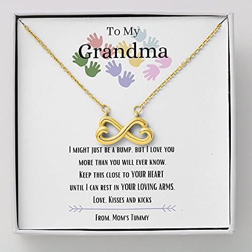 Bijuterii cu carduri de mesaje, colier handmade- cadou personalizat Infinity Hearts Colier pandantiv, pentru bunica mea, te