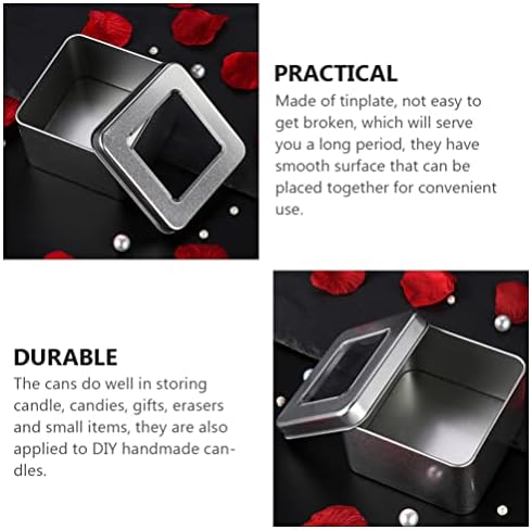 Canistre de ceai DOITOOL containere metalice goale cutie: cutie goală dreptunghiulară cutie cadou cu capac cu Fereastră 2 buc