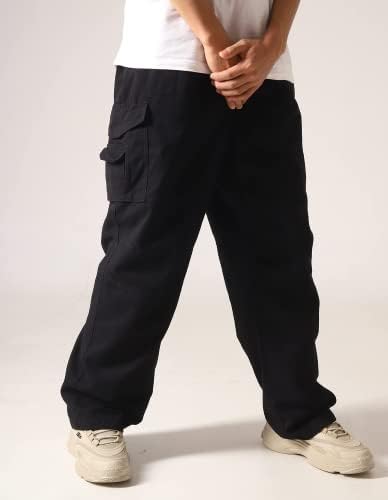 Tonasu plus dimensiuni pantaloni de marfă pentru bărbați hip hop casual baggy pantofi elastice talie elastică cu fermoar, cu