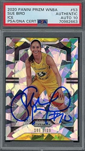 Sue Bird 2020 Panini Ice Prizm WNBA Carte de baschet 53 AUTO Gradat PSA 10 - baschet autografat la colegiu
