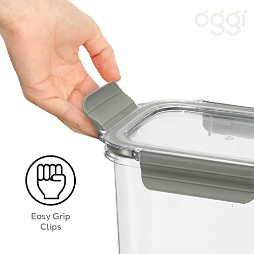 OGGI Clarity containere etanșe de depozitare a alimentelor etanșe-Set de 2, recipient Ultra clar, fără BPA, sigilabil cu capac,