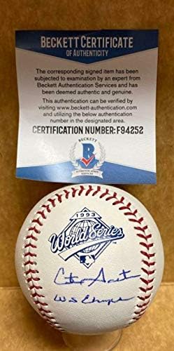 Cito Gaston Blue Jays semnat sub 1993 Logo World Series Baseball F9425 - Baseballs autografate