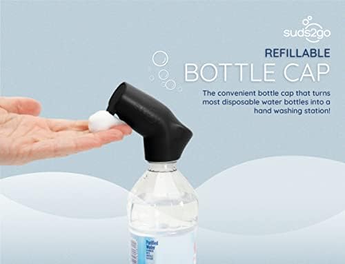 Suds2Go Caps Refillable, 2 pachet - Universal Fit transformă cele mai multe sticle de apă de unică folosință într -o stație de spălare a mâinilor - Include rezervor de săpun reumple