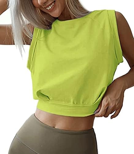 Crop top tricouri atletice pentru femei drăguțe topuri de yoga fără mâneci care rulează cămăși de antrenament de gimnastică