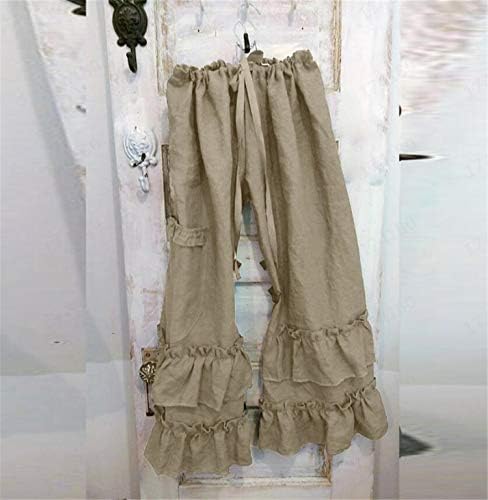 Femei casual pantaloni de buzunar liber cu dimensiuni de bumbac, pliuri de bumbac, pantaloni largi de culoare solidă tiv cu