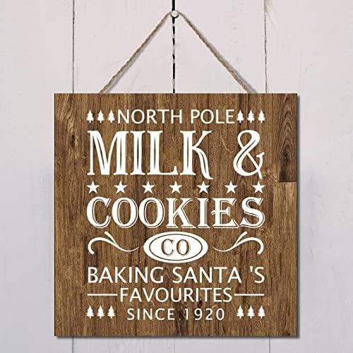 Placă din lemn Plată Nord Lapte și prăjituri Co -coacere preferatele lui Moș Crăciun din 1920 din lemn de bucătărie din lemn