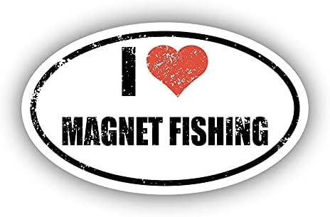 Îmi place pescuitul cu magnet I inimă autocolant oval Vinil 3m Decal 3 în x 5 in