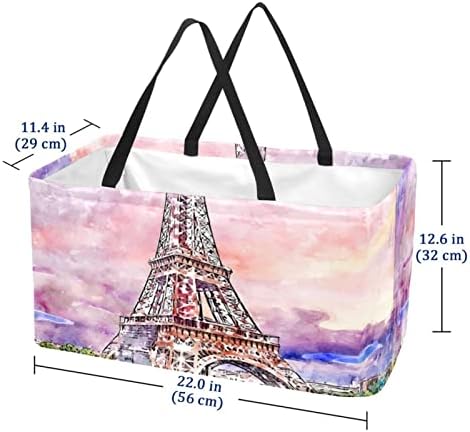 Coș de cumpărături reutilizabile Turn Eiffel Portabil Portabil Picnic Picnic Genti alimentare Coș de spălătorie pentru cumpărături