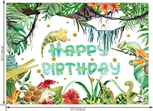 OUYIDA 7x5ft Reptile ziua de nastere fundal copil jungla Wild Party decoratiuni desene animate Animale Copii crocodil broasca