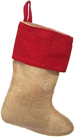 Firefly Imports Burlap Natural Christmas Christmas Stockings W/Red manșetă, 17 inci, 6 pachete