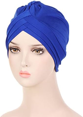 Capacul de turban casual al femeilor, color solid, cap de pierdere anti-păr, șapcă de chimioterapie pre-nodată plajă de vacanță