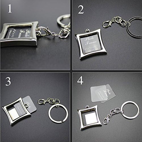 Set de brelocuri cu brelocuri foto - 3pcs mic imagini de imagine necompletate din oțel inoxidabil inele de cheie personalizate