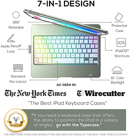Carcasă de tastatură iPad pentru 10,2 inci iPad 2021 9 și 8 și 7th Gen, Air 3, Pro 10.5 în 11 culori - 10 Lumină de culori,