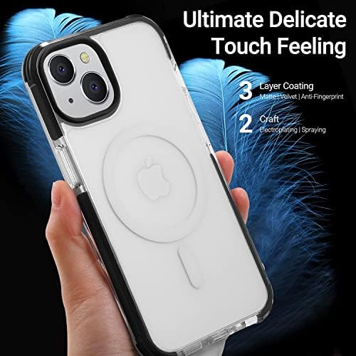Yzoiko Magnetic puternic pentru carcasă iPhone 13 și iPhone 14, [picătură de 10ft testat și compatibil cu Magsafe] Heavy Dutyproof Anti-Fall Case 6,1 inch ， Matte Clear
