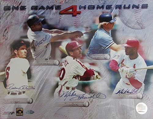 One Game 4 Runs Home Willie Mays Mike Schmidt + Autografat 11x14 Photo Steiner - Fotografii MLB autografate