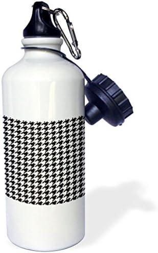 3Drose „Black and Classic Preppy Houndstooth Pattern” Sticlă de apă sportivă, 21 oz, alb