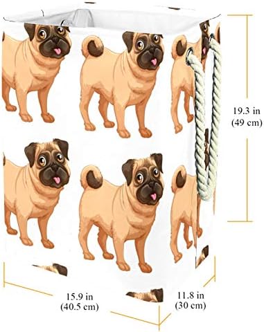 DEYYA coșuri de rufe impermeabile înalt Robust pliabil Pug câine model imprimare împiedică pentru copii adulți băieți adolescenți