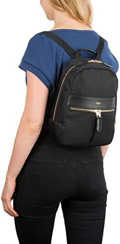 KNOMO Mini Beauchamp Rucsac pentru femei de 11 inch geantă mică tabletă Computer Bookbag pentru muncă, colegiu, geantă Daypack de călătorie, Negru