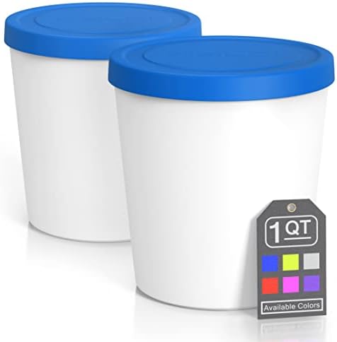 BALCI-containere Premium pentru înghețată căzi perfecte de depozitare a congelatorului cu capace pentru înghețată, Sorbet și Gelato! - Albastru