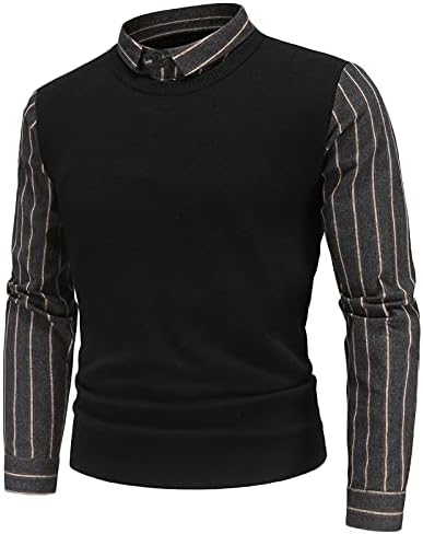 Minda de toamnă și iarnă moda britanică cămașă cămașă cu dungi subțiri cu dungi false din două piese strat de bule de top cu