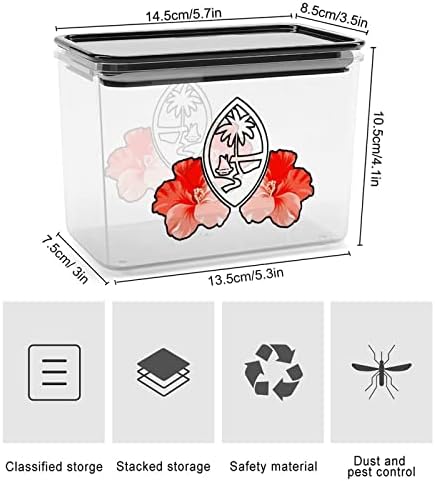 Guam Tribal Hibiscus cutie de depozitare din plastic organizator de alimente recipient canistre cu capac pentru Bucătărie