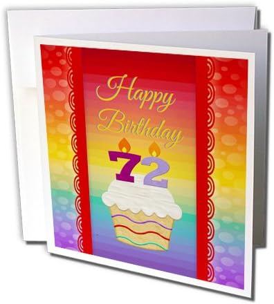 Cupcake 3dRose cu lumânări numerice, Felicitare de ziua de naștere de 72 de ani, 6 pe 6 inci