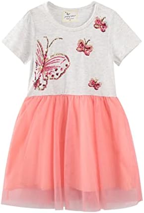 KAGAYD fete printesa rochie fluture paiete cu mâneci scurte copii Printesa Baby Girl vara tul pepene roșu rochie